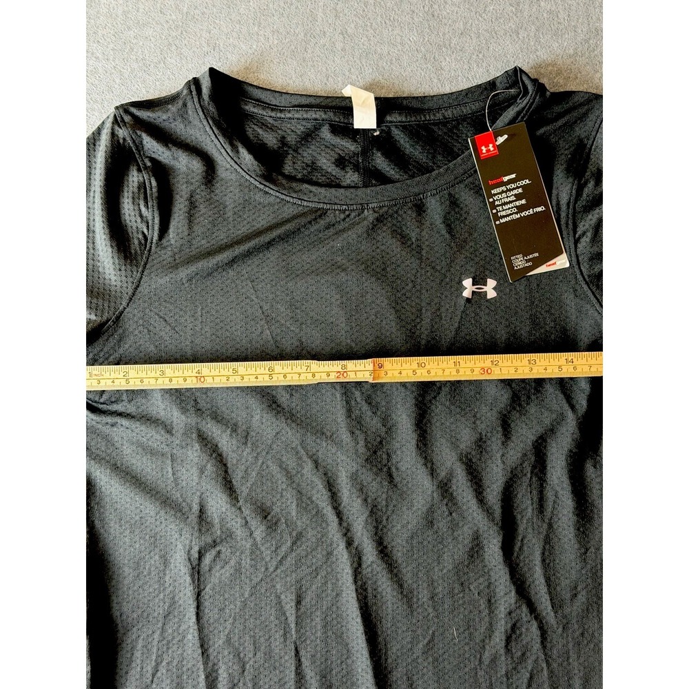 Athleisure Streetwear Under ARMOUR Blk‎ Heatgear S/S Fitted Tee Shirt SM Womens - Picture 2 of 6